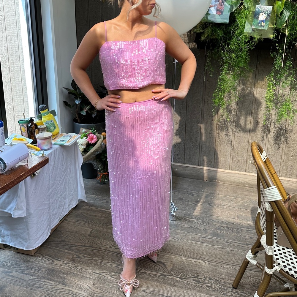 ASOS Light Pink Sequin Camisole + skirt set *worn once*
